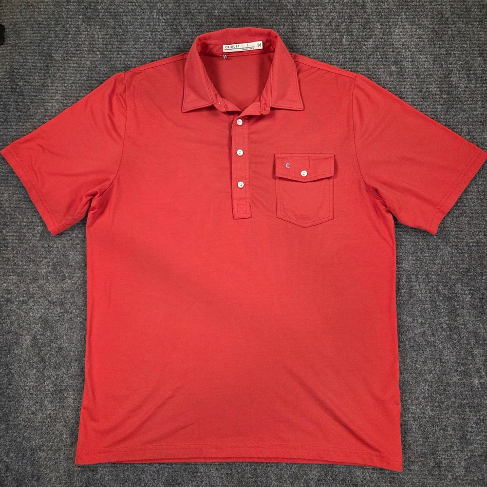 Criquet Mens Short Sleeve Performance Polo Shirt Red Pima Cotton Blend Large